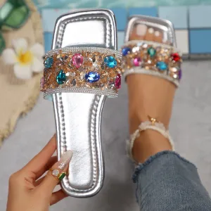 Colorful Rhinestone Slippers