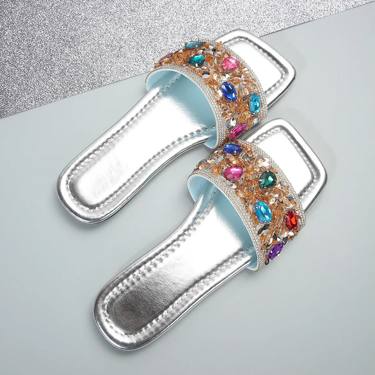 Colorful Rhinestone Slippers