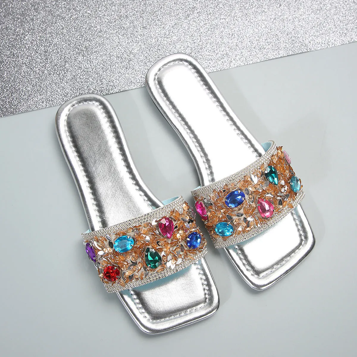 Colorful Rhinestone Slippers