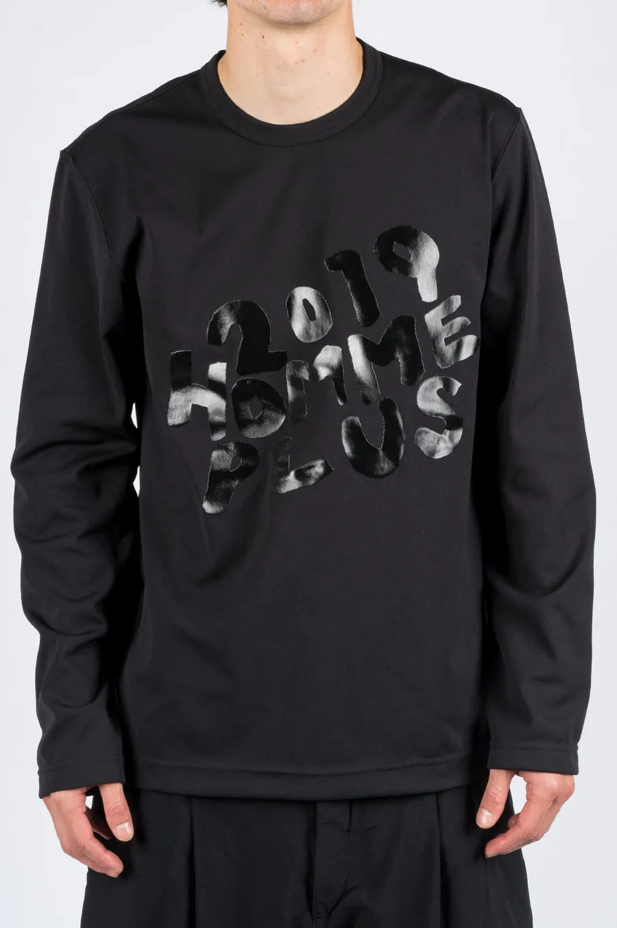 COMME DES GARCONS HOMME PLUS LOGO APPLIQUE LS TSHIRT BLACK
