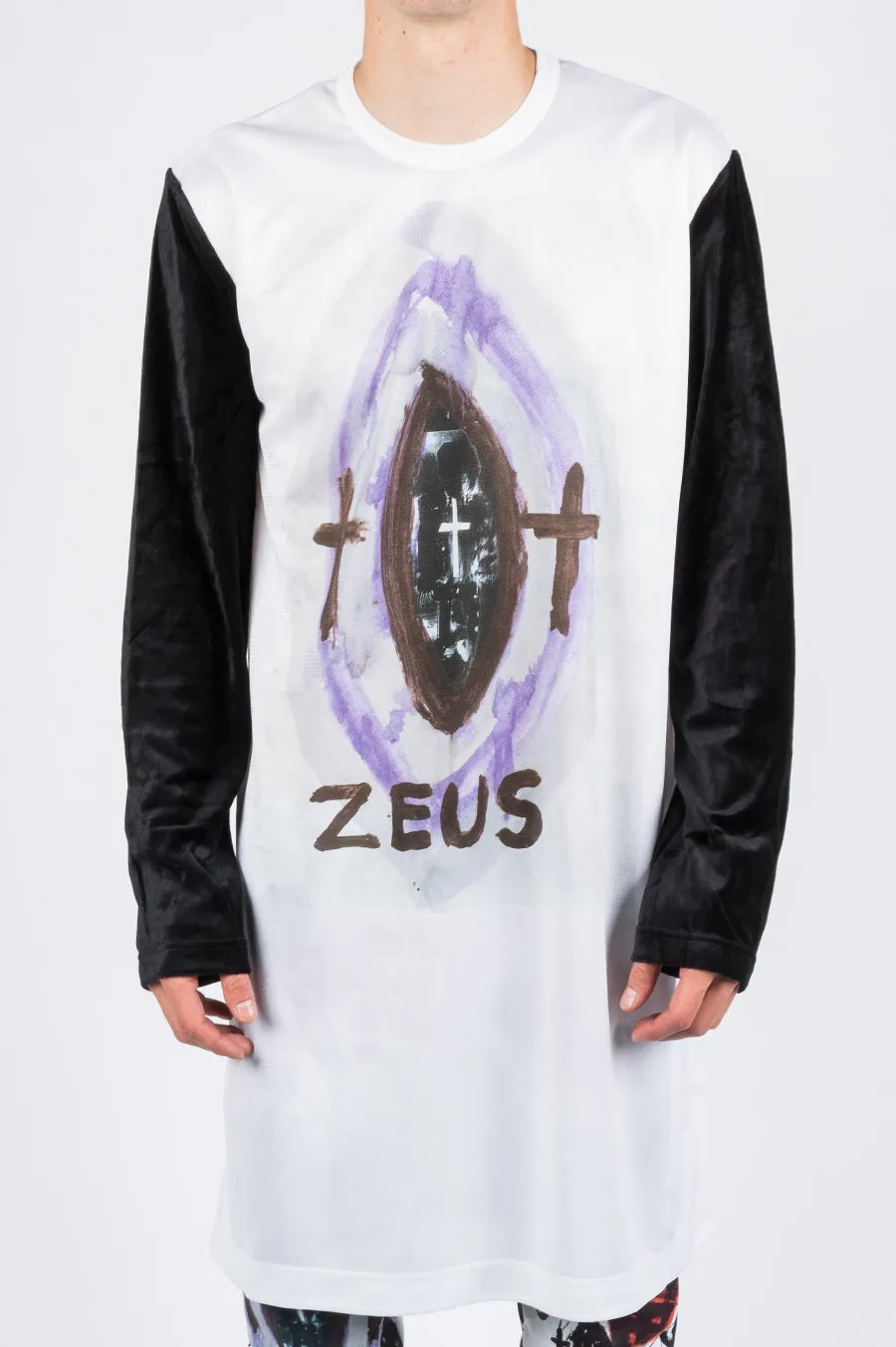 COMME DES GARCONS HOMME PLUS ZEUS PRINT LS TSHIRT WHITE BLACK