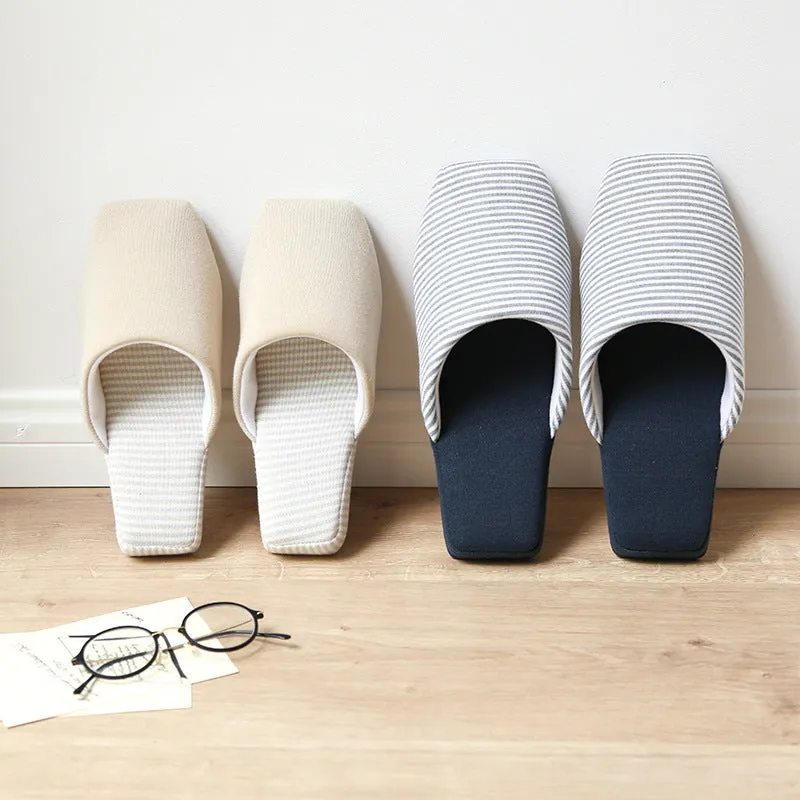 Cotton Striped Soft Sole Men's Slippers