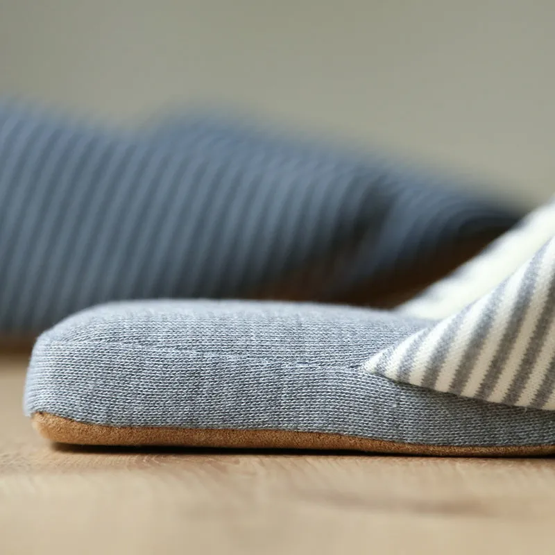 Cotton Striped Soft Sole Men's Slippers