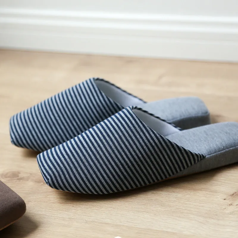 Cotton Striped Soft Sole Men's Slippers