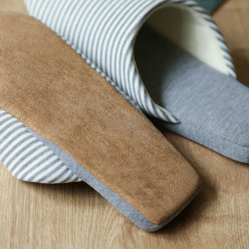Cotton Striped Soft Sole Men's Slippers