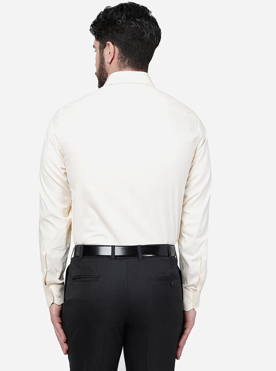 Cream Solid Regular Fit Formal Shirt | JadeBlue
