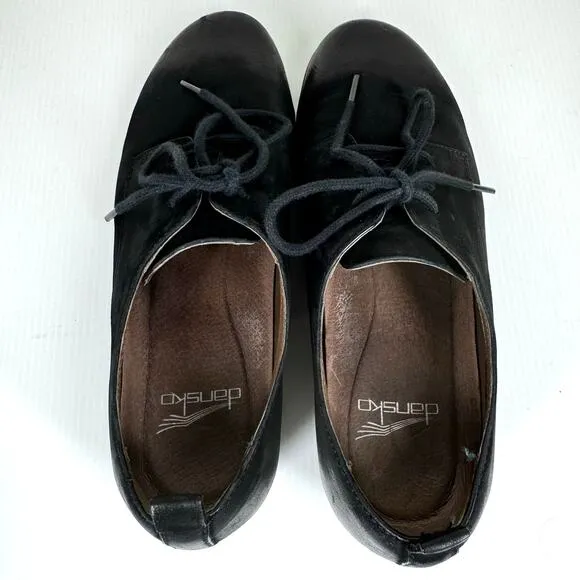 DANSKO Finola Oxford Size EU 39 / Women 8.5  Black Leather Academia Witchy Goth