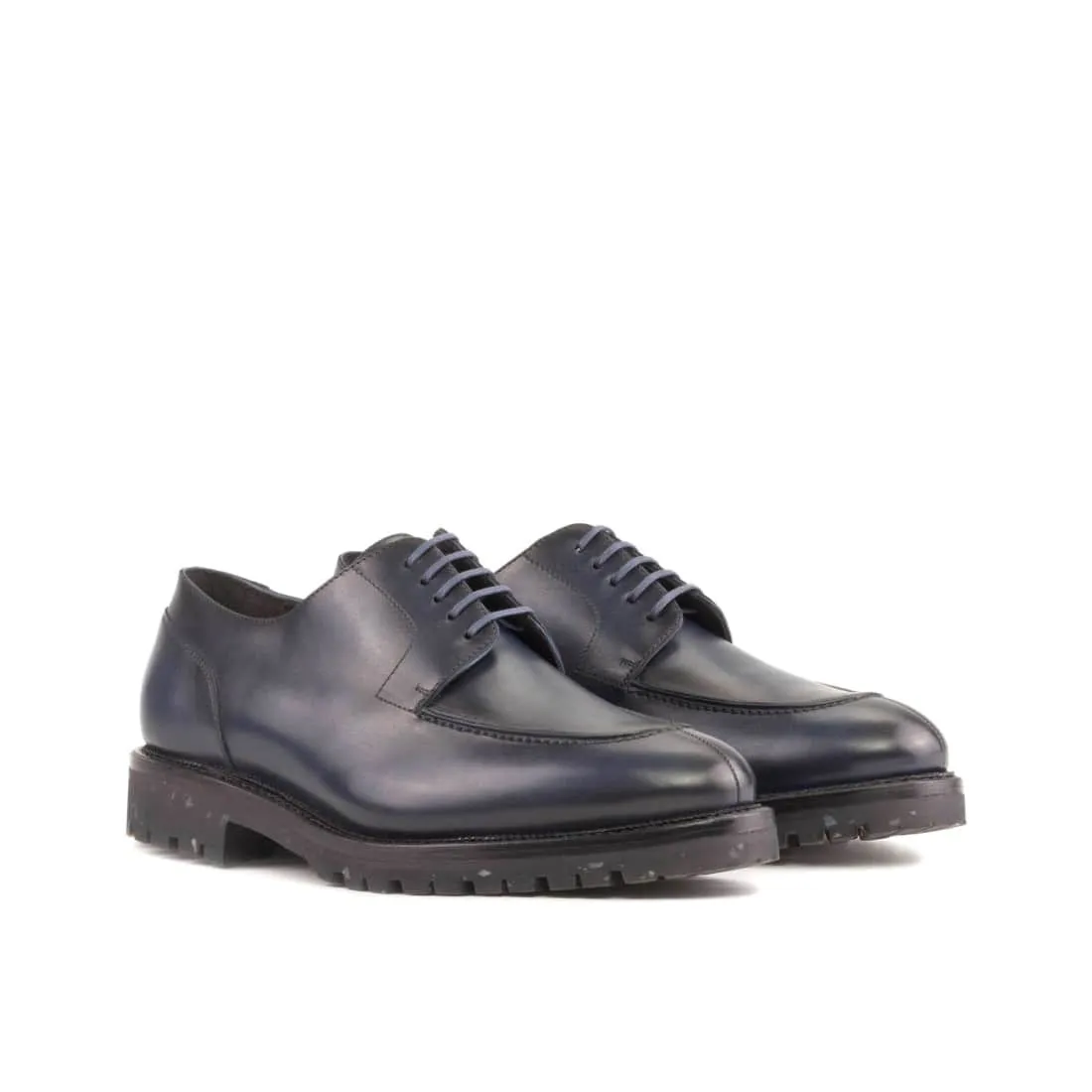 Derbie Chasse en cuir bleu marine - Semelles Commando recyclées Vibram®