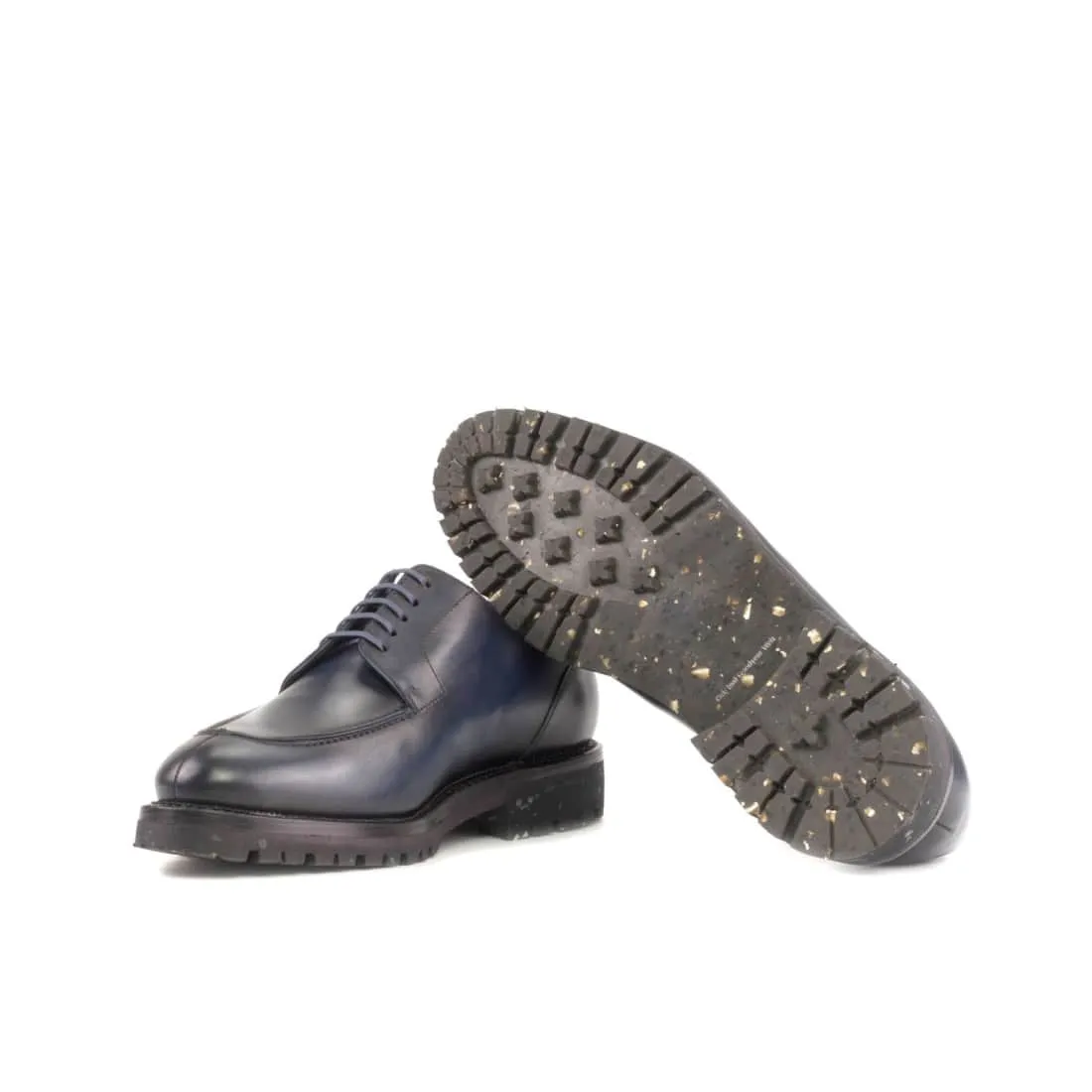 Derbie Chasse en cuir bleu marine - Semelles Commando recyclées Vibram®