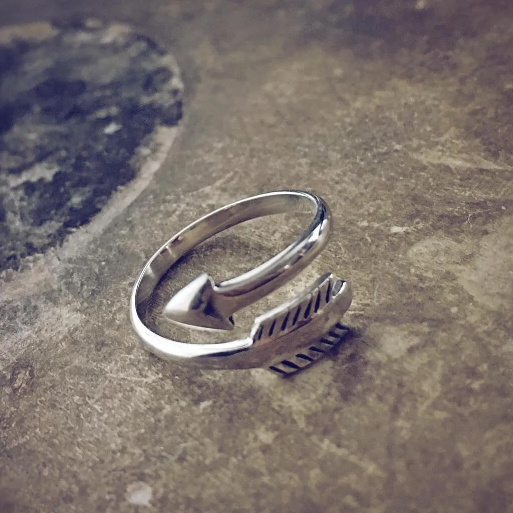 direction // sterling silver adjustable arrow ring