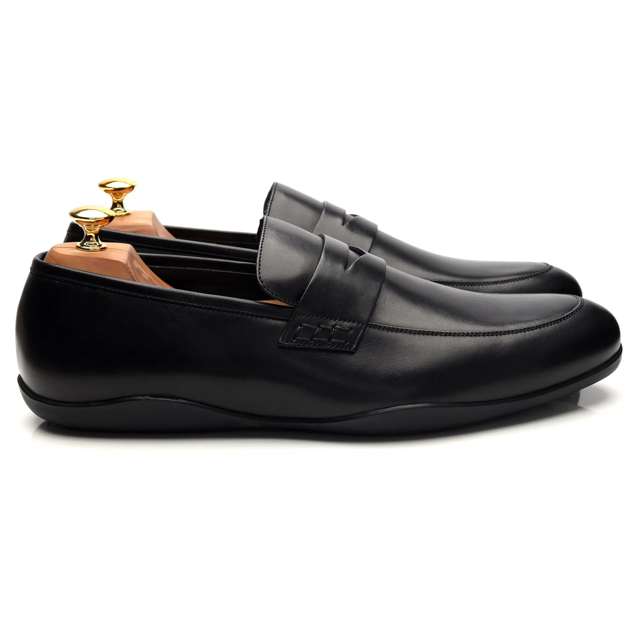'Downing' Black Leather Loafers UK 12 G
