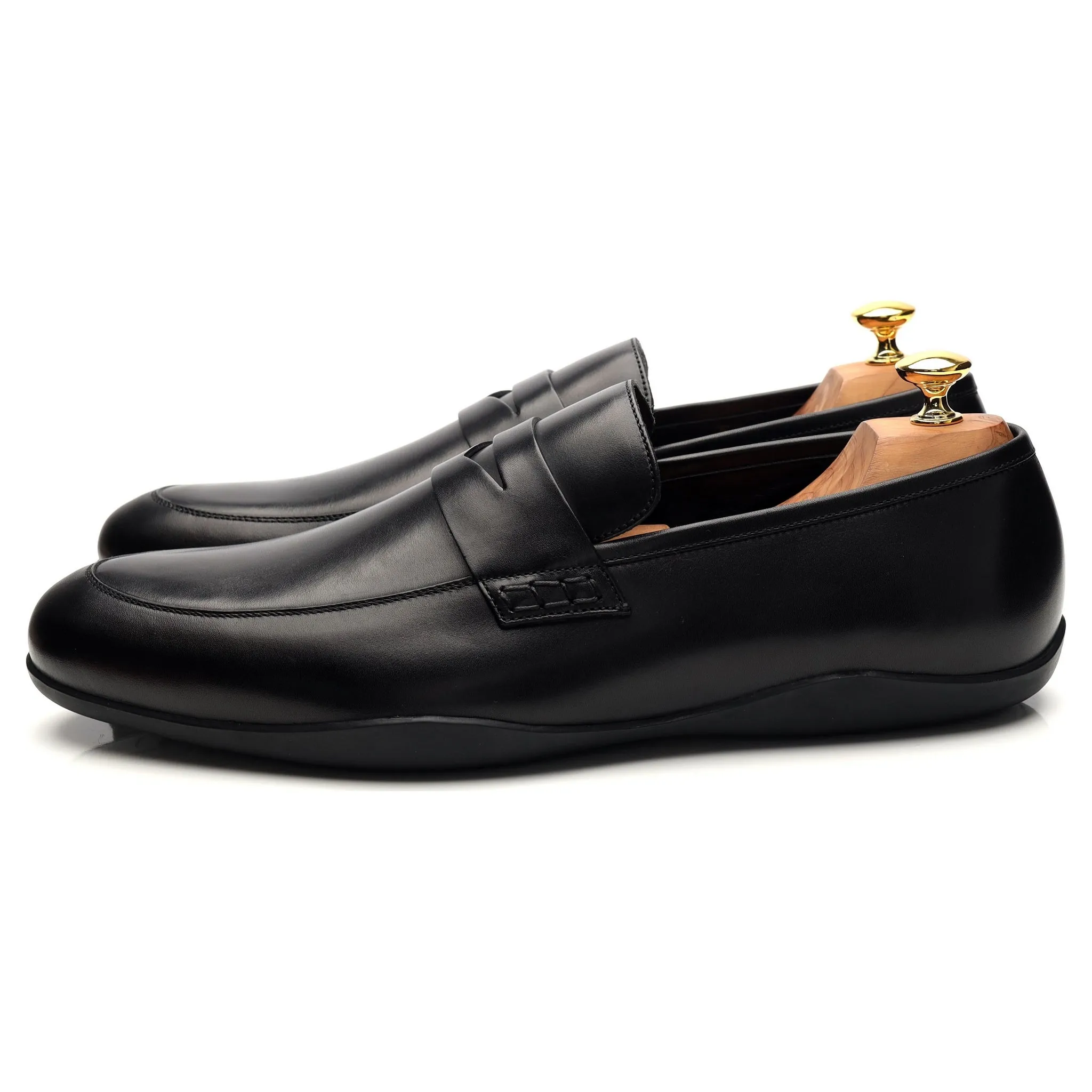 'Downing' Black Leather Loafers UK 12 G