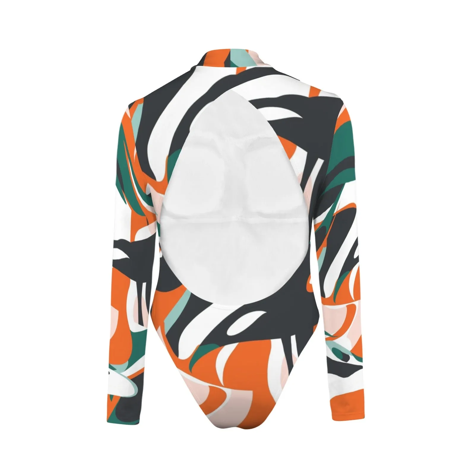 Emerald Tangerine Backless Long Sleeve One-Piece Swimsuit