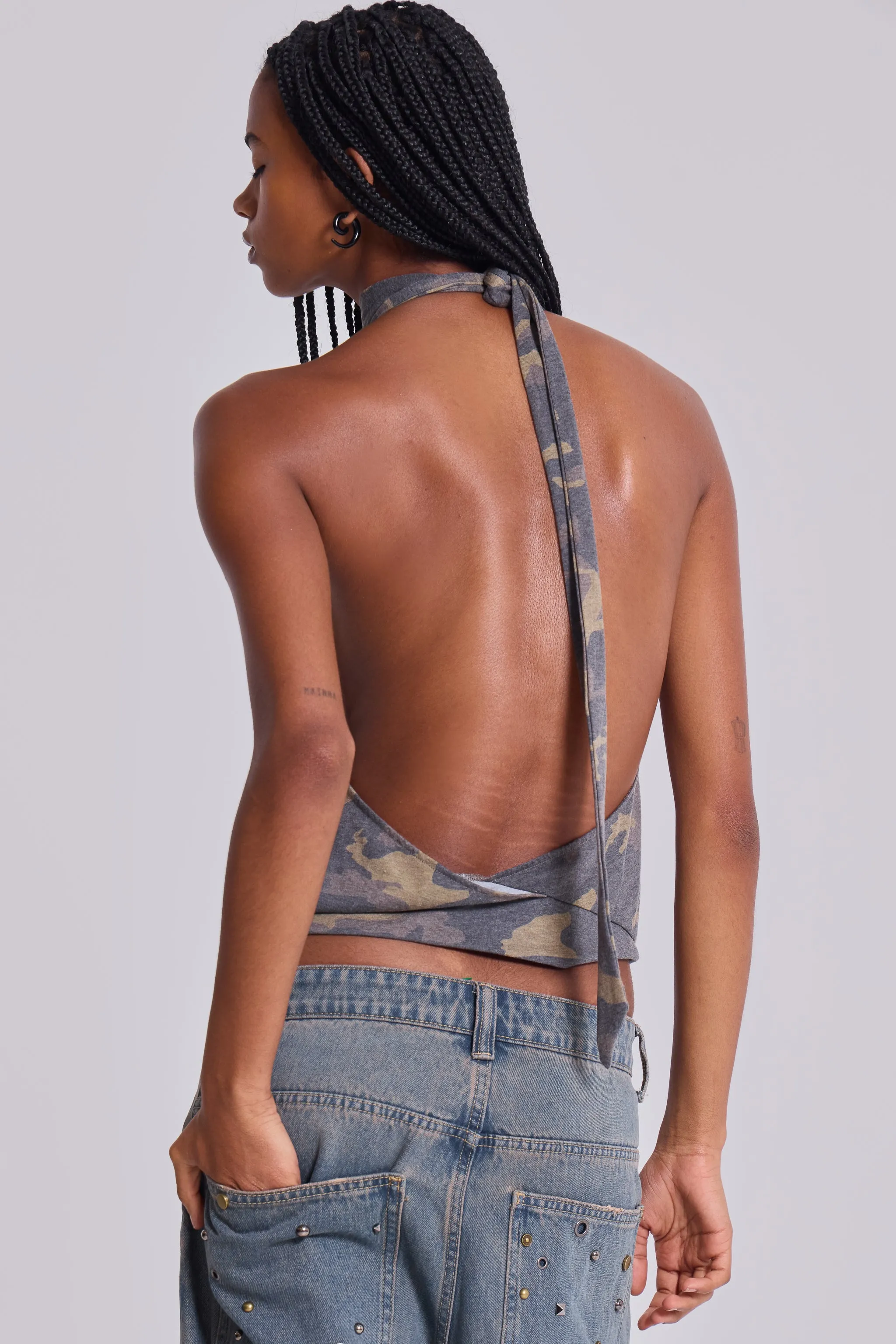 Enya Camo Backless Top