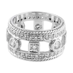 Estate Penny Preville 18k White Gold Diamond Band Ring