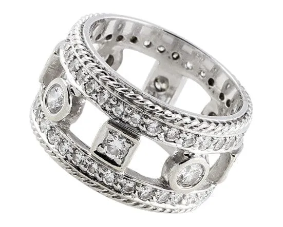 Estate Penny Preville 18k White Gold Diamond Band Ring