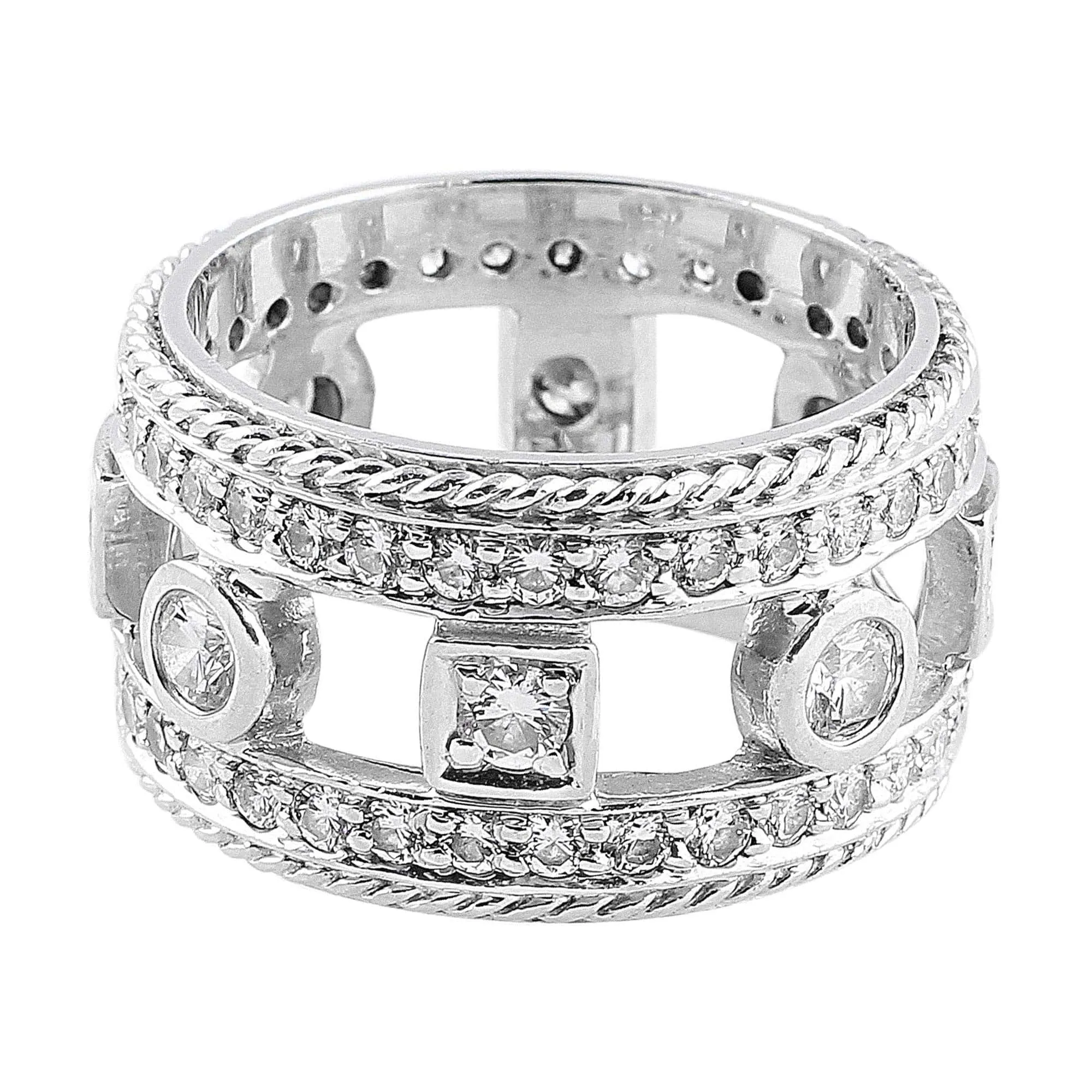 Estate Penny Preville 18k White Gold Diamond Band Ring