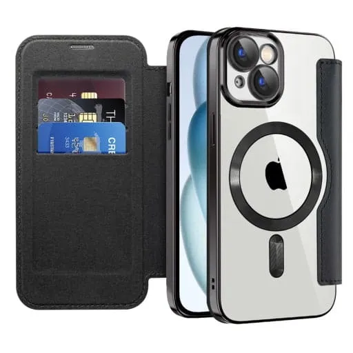 Etui Flip Wallet Magsafe iPhone 12 Pro Max - Czarny