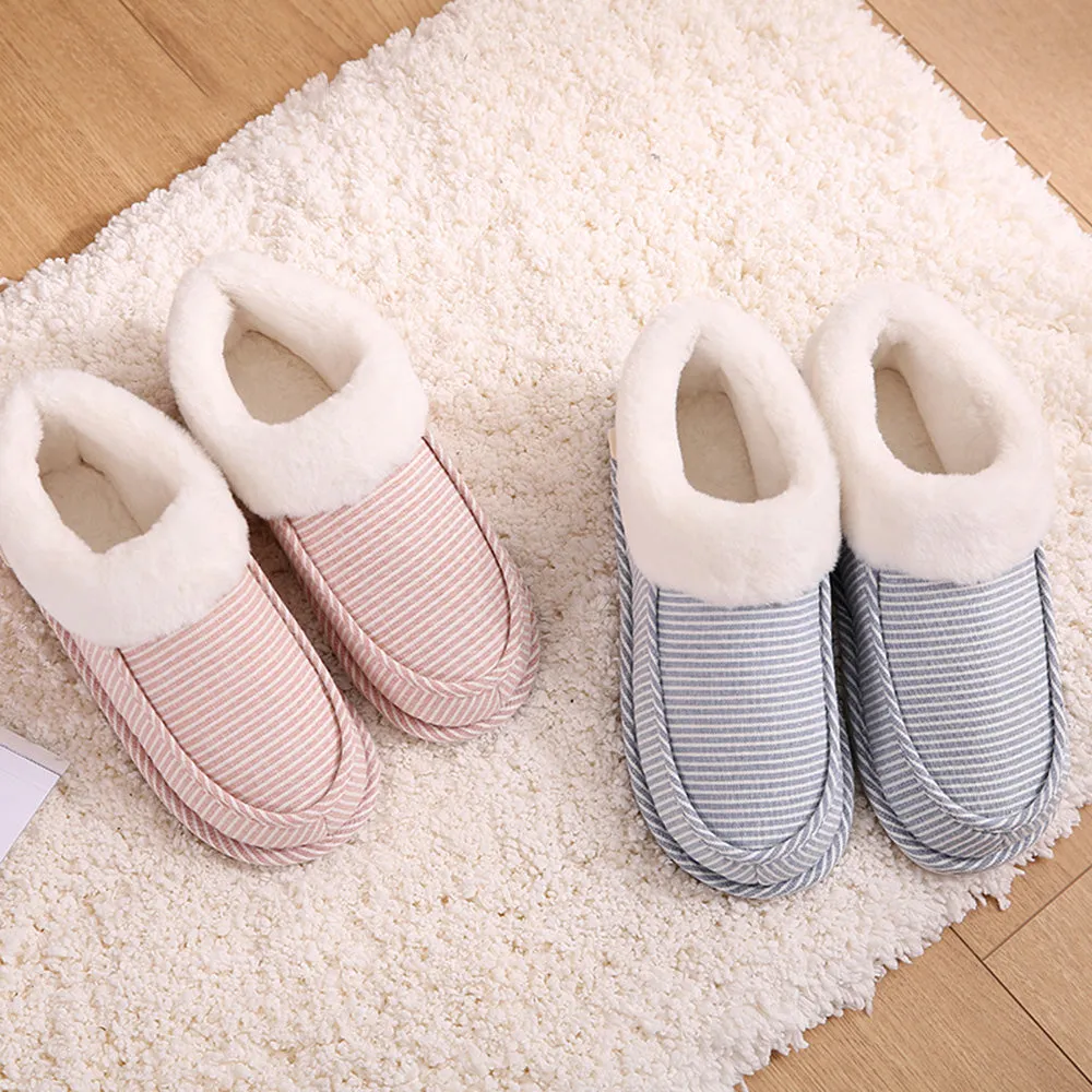 Fasola Men's Striped Cotton Slippers - Size 43/44, Blue