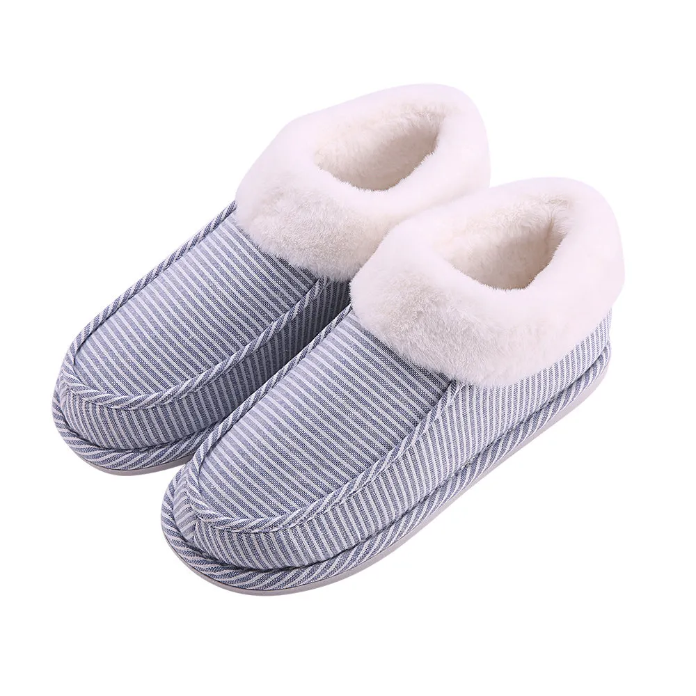 Fasola Men's Striped Cotton Slippers - Size 43/44, Blue