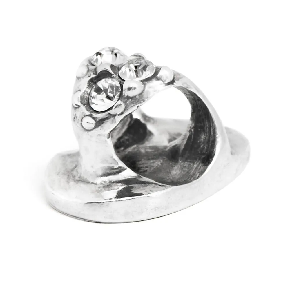 Flip Flop, Silver with Crystals
