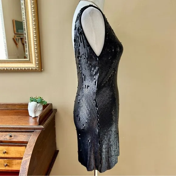 Free People Intimately Sexy In Sequins Black Mini Dress Matte V-Neck Size XS S