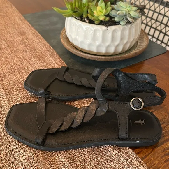 FRYE black Sydney braided sandals (US size 7) ✨