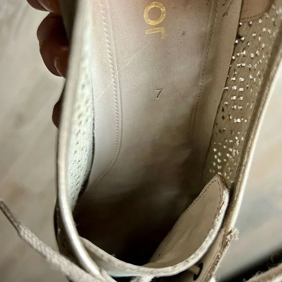 Gabor Gold Perforated Brushed Leather Suede Oxford Lace Up Shoes Women’s 9.5