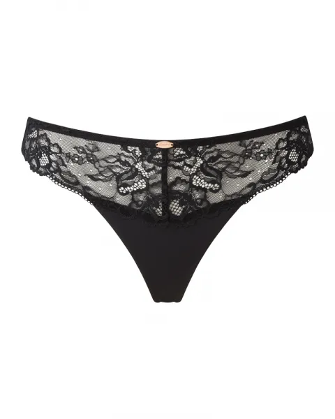 Glamour Lace Thong - Black -