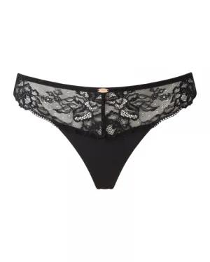 Glamour Lace Thong - Black -