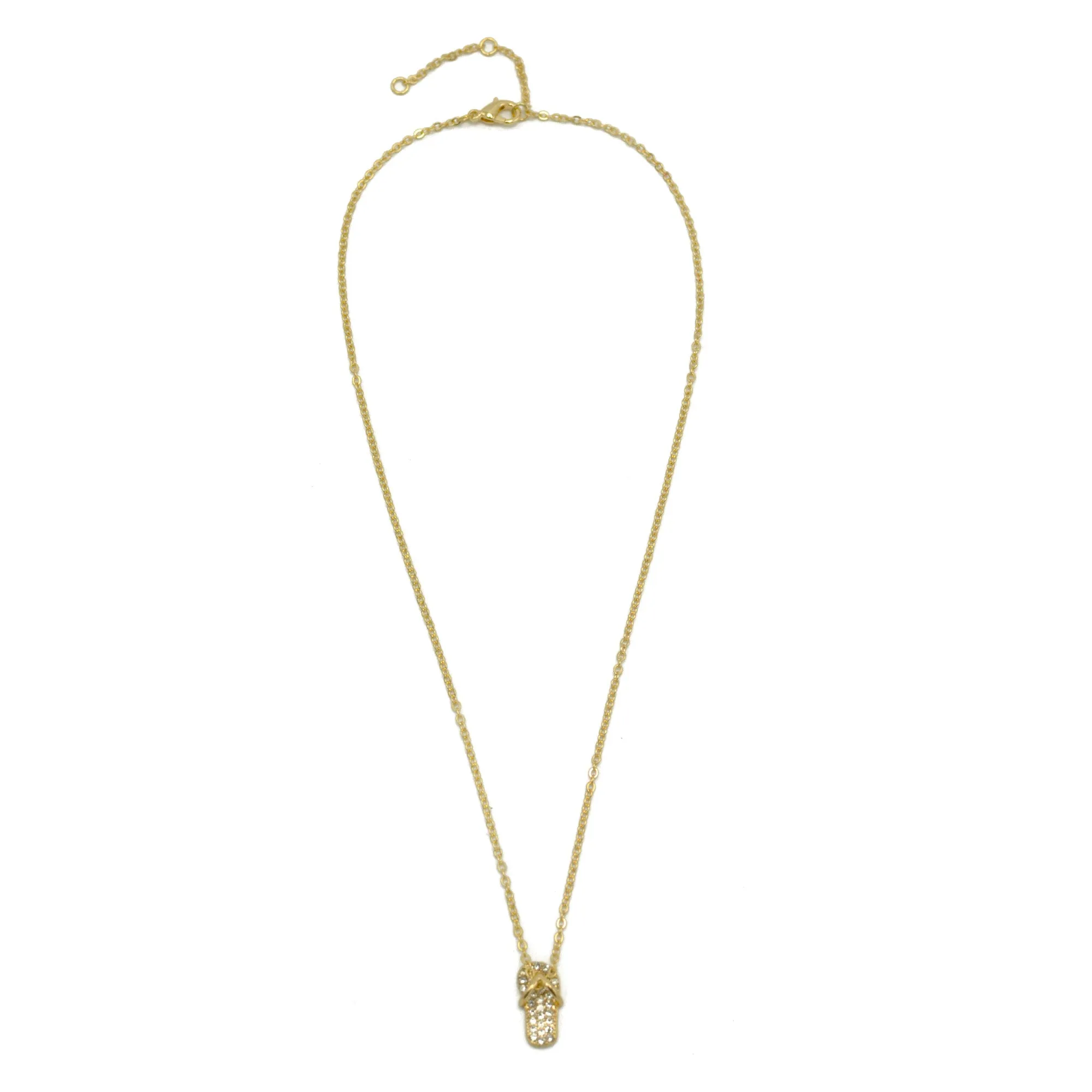 GOLD FLIP FLOP CRYSTAL PENDANT NECKLACE # SQXL0830010G (LH1/QH6)