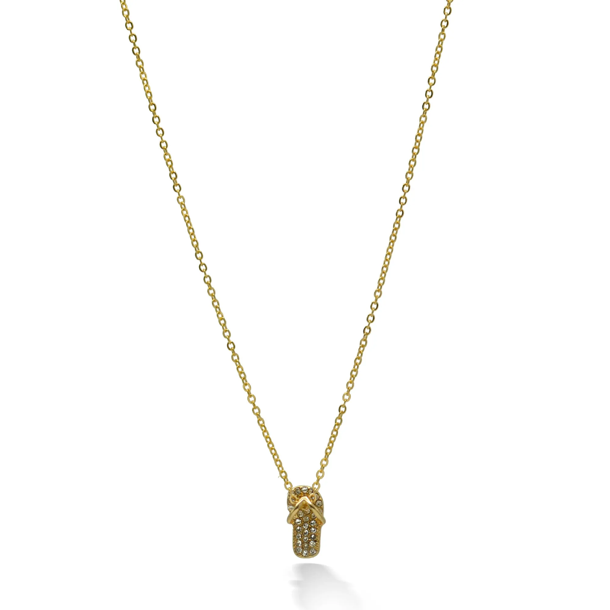 GOLD FLIP FLOP CRYSTAL PENDANT NECKLACE # SQXL0830010G (LH1/QH6)