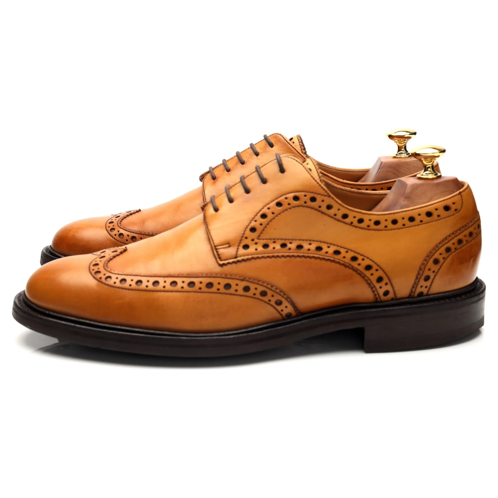 'Grassington' Tan Brown Leather Derby Brogues UK 9.5 F