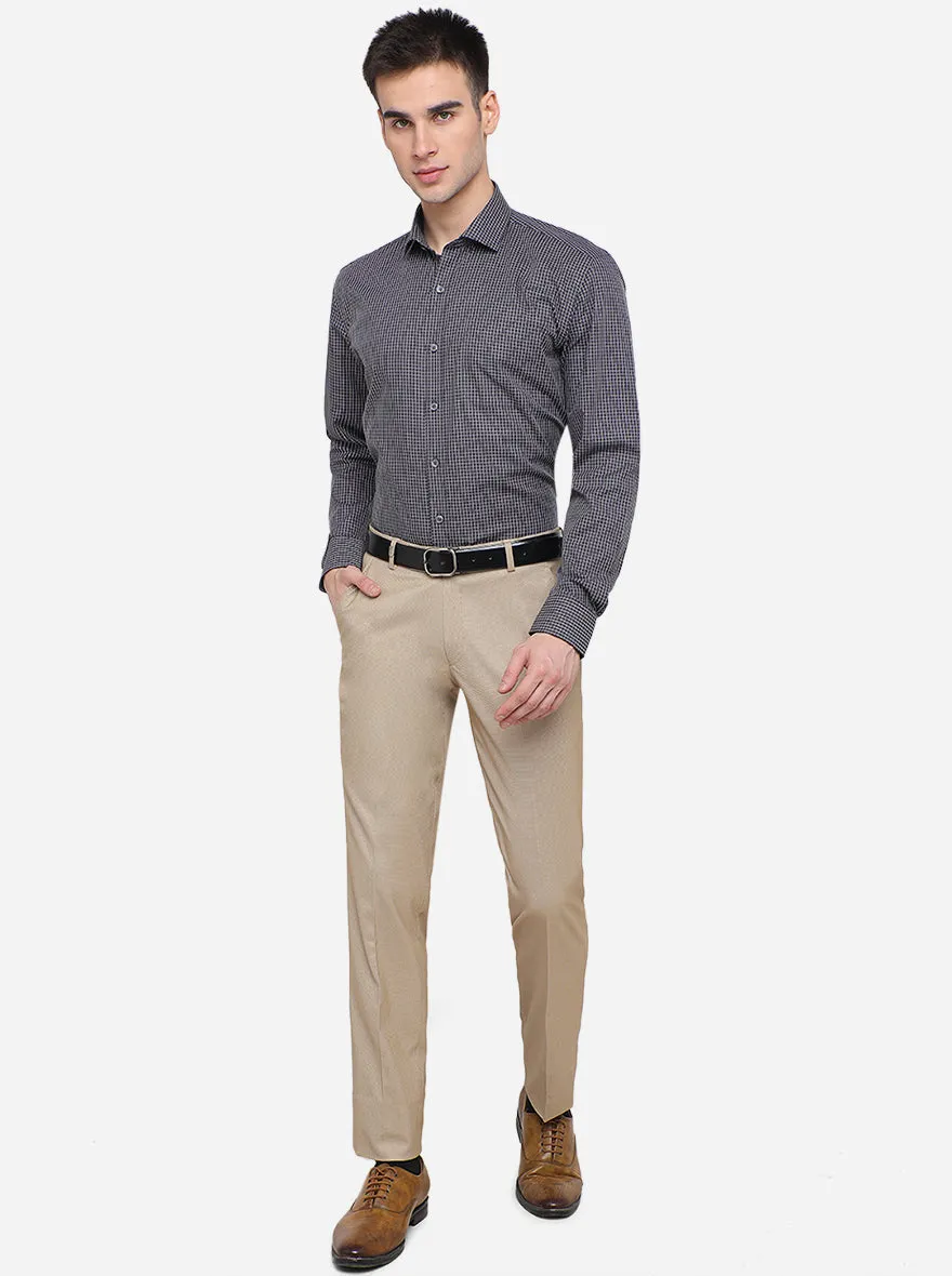 Grey & White Checked Regular Fit Formal Shirt | JadeBlue