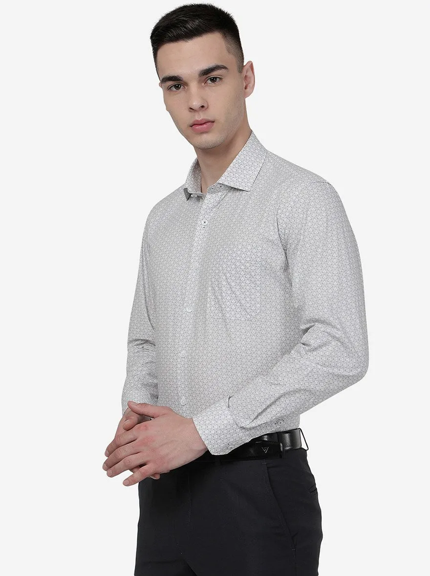 Grey Printed Regular Fit Formal Shirt | JadeBlue