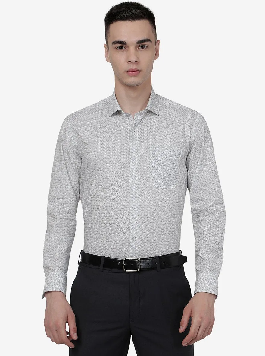 Grey Printed Regular Fit Formal Shirt | JadeBlue