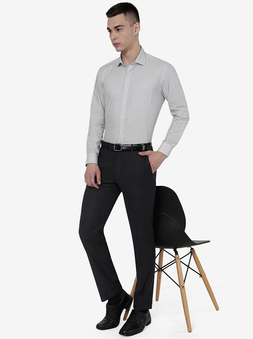 Grey Printed Regular Fit Formal Shirt | JadeBlue