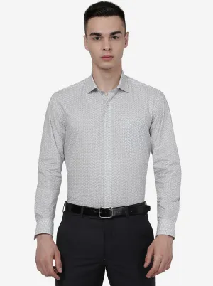 Grey Printed Regular Fit Formal Shirt | JadeBlue