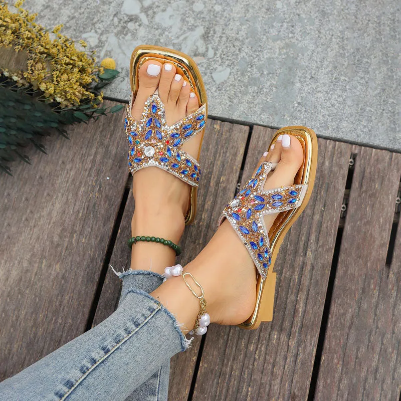 GS Slide | Luxe teenslippers met strass stenen voor dames