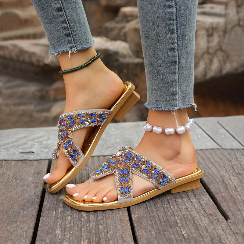 GS Slide | Luxe teenslippers met strass stenen voor dames