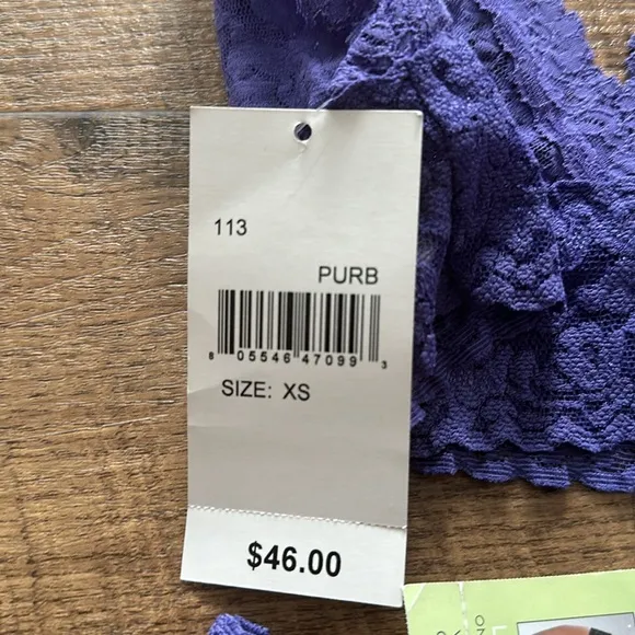 Hanky Panky Purple lace 2 piece set Bralette with matching Low Rise thong PURB