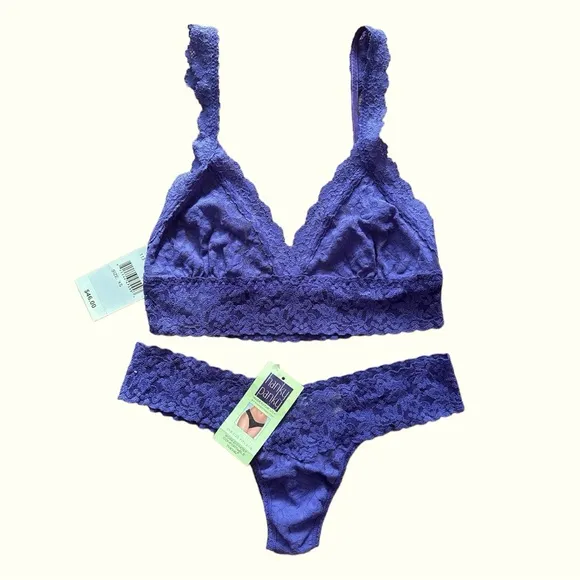 Hanky Panky Purple lace 2 piece set Bralette with matching Low Rise thong PURB