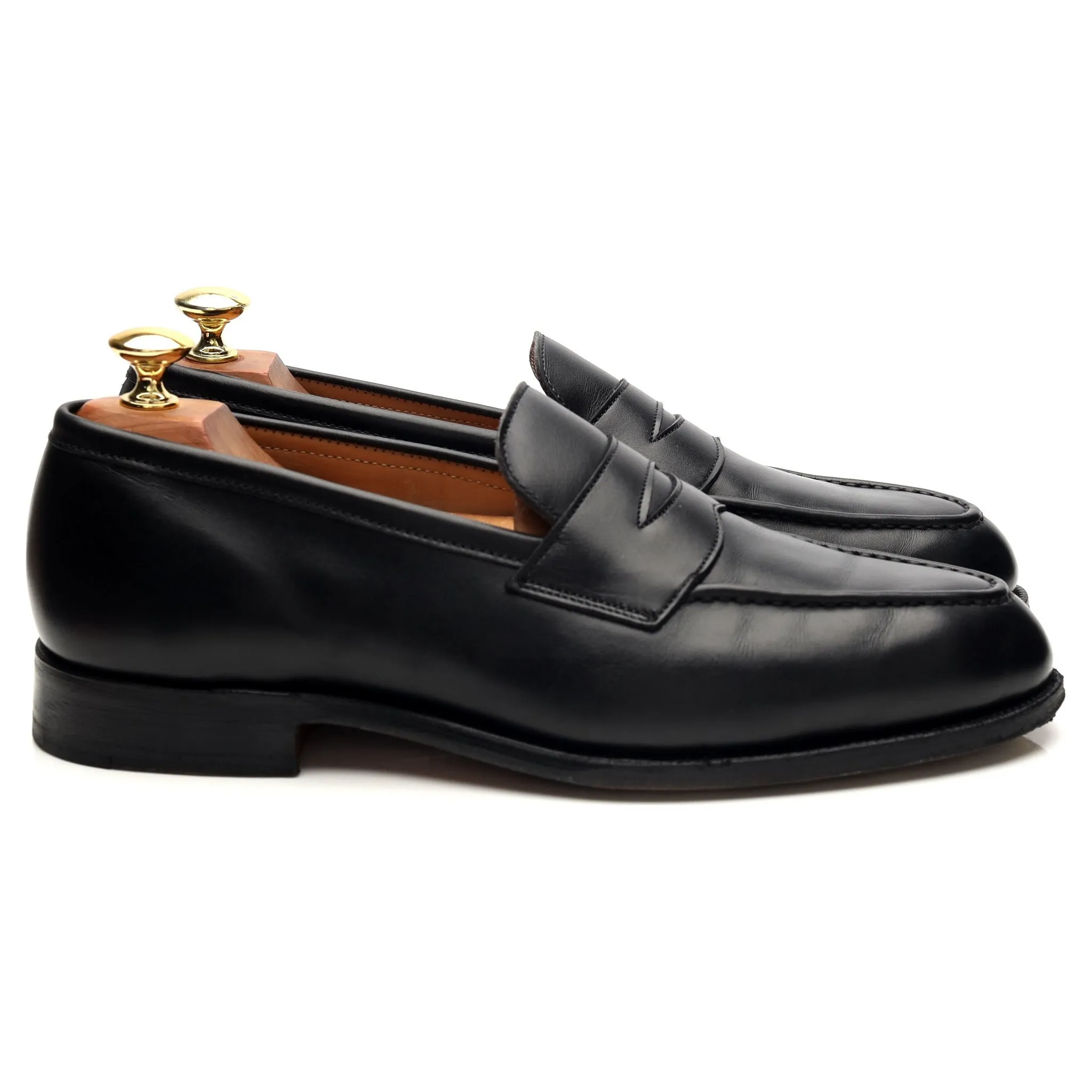 'Harvard' Black Leather Loafers UK 8