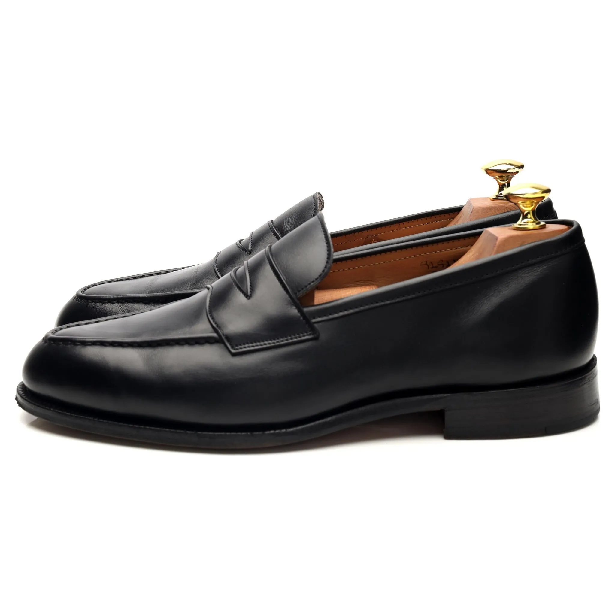 'Harvard' Black Leather Loafers UK 8