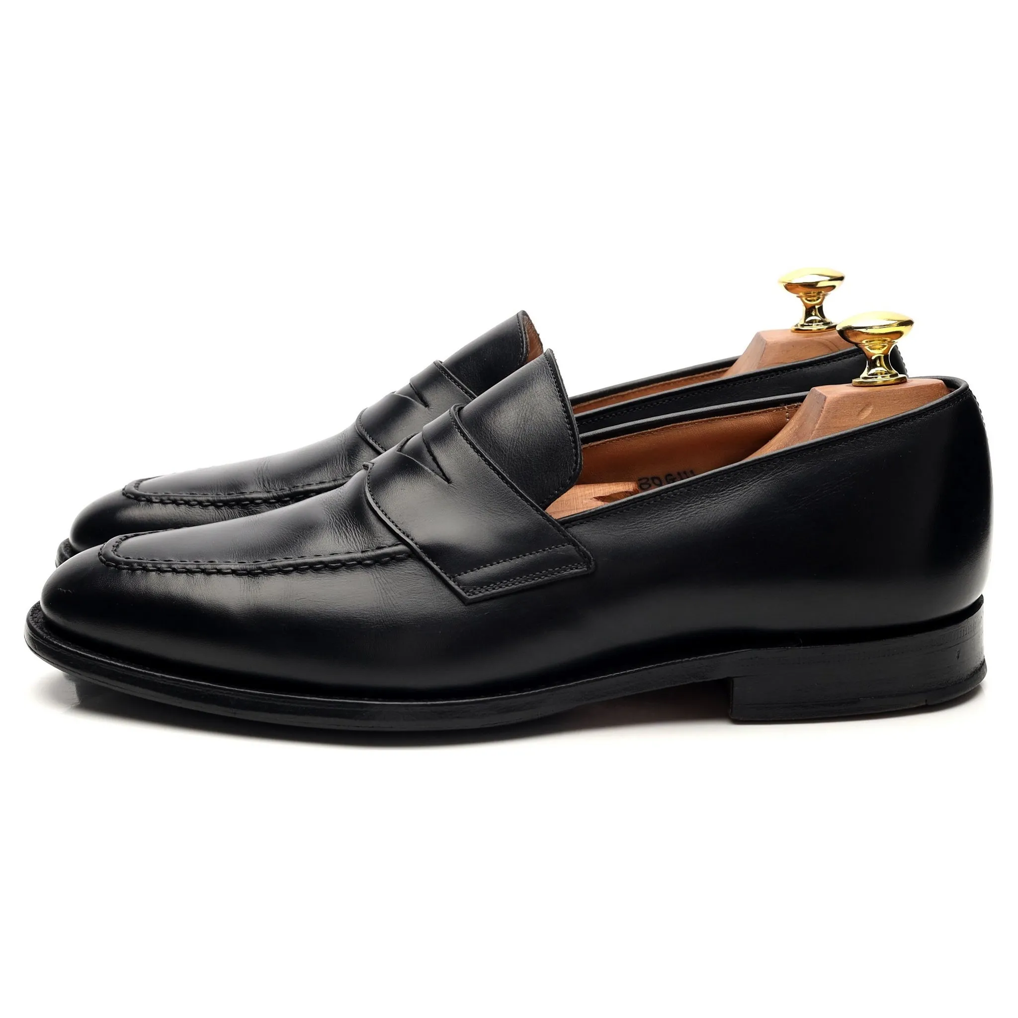 'Hertford' Black Leather Loafers UK 8 G