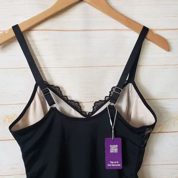 HeyShape Half Laced Thong Stretchy Shapewear Slimming Bodysuit Black Medium