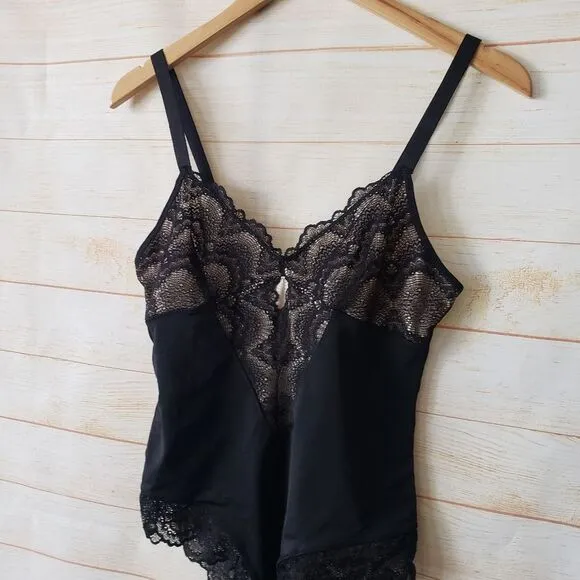 HeyShape Half Laced Thong Stretchy Shapewear Slimming Bodysuit Black Medium