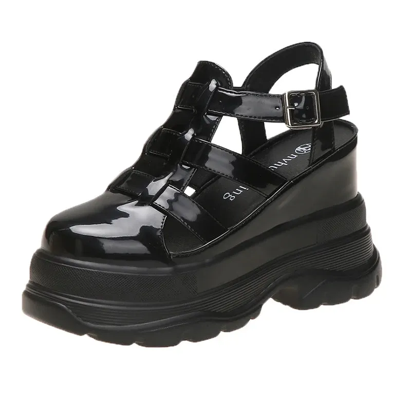 High Platform Sandals New Summer Hidden Heel Casual Mules Shoes Female Outside Beach Slipper Breathable Chunky Sneakers