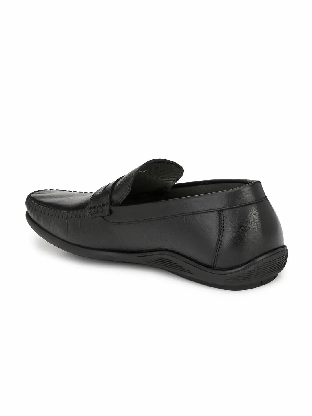 Hitz Men's Black Slip-On Comfort Leather Shoes