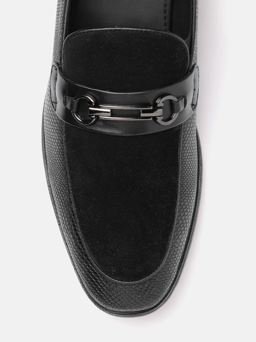 House of Pataudi Men Textured Formal Horsebit Loafers